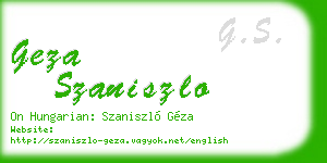 geza szaniszlo business card